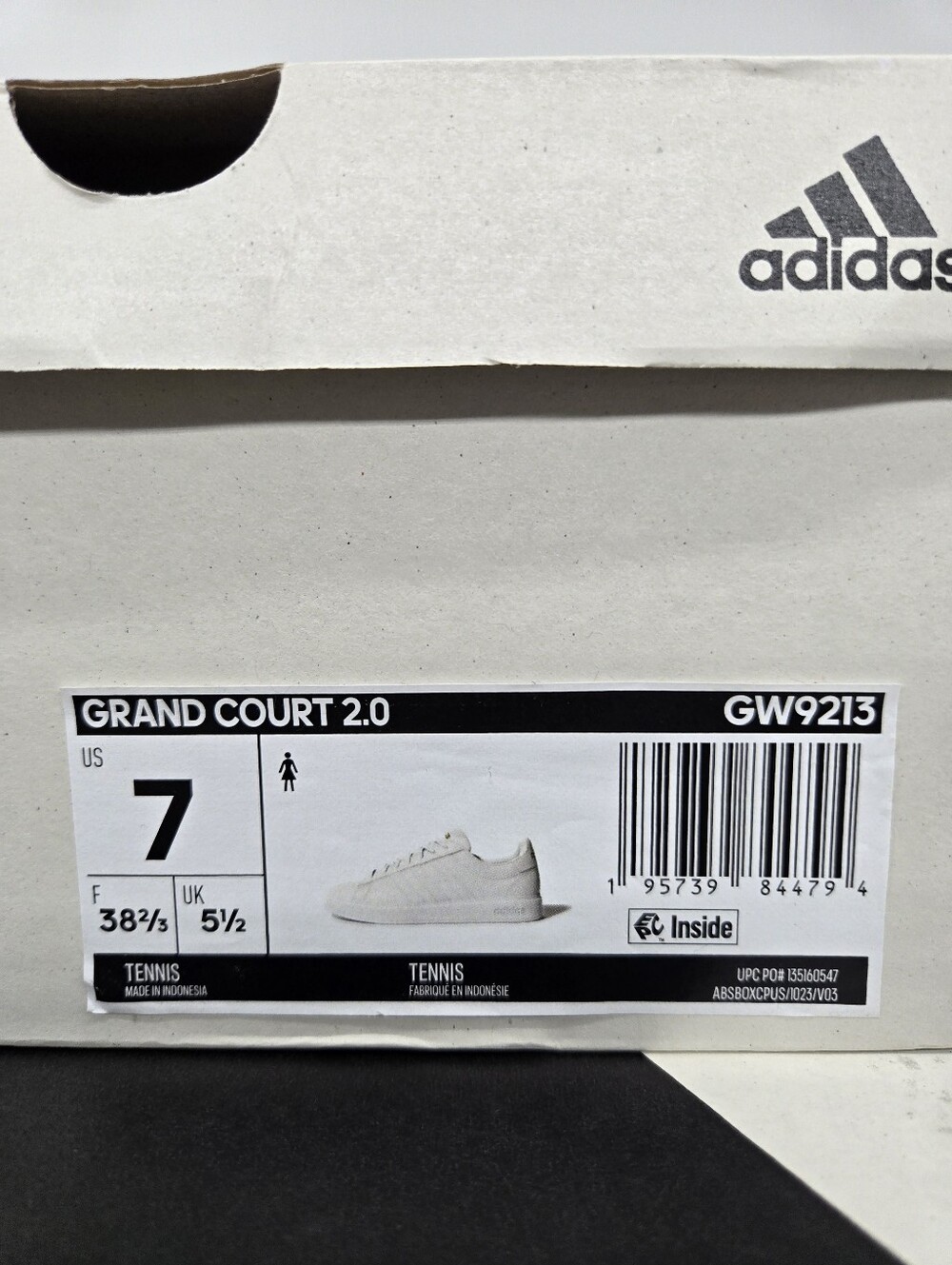 adidas Women's Grand Court 2.0 GW9213 Cloud White Gold Metallic Shoes Size 7 - Picture 8 of 8